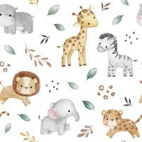 Tela estampada Safari Baby con animales infantiles