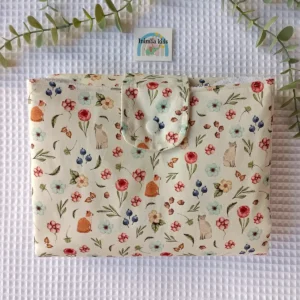 Cambiador de pañales bebé con diseño de flores y gatos, portátil y lavable