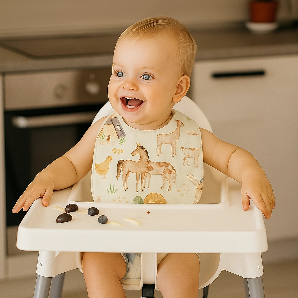 Babero bebé personalizado con estampado de animales de granja, hecho a mano, ideal para guardería