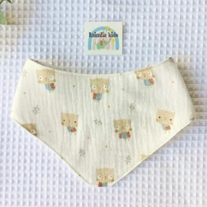 Bandana para bebé de algodón 100%, hecha a mano y personalizable con nombre, estampado de búhos